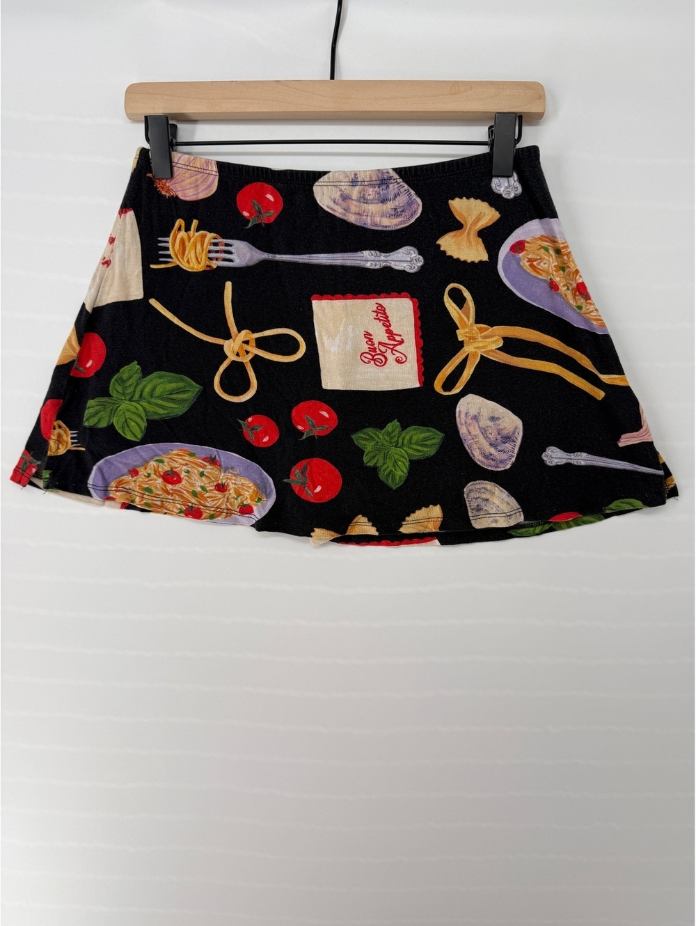 Lisa Says Gah Darcy Skort Buon Appetito Black Pasta Food Print Women’s M